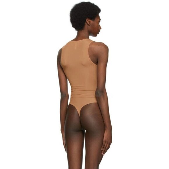 SKIMS Kim Kardashian Jelly Sheer Crewneck Thong Bodysuit In Sienna Size S - Picture 8 of 8